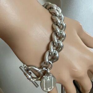 CHUNKY Women's LAUREN RALPH LAUREN Silver-Tone CHAIN LINK Charm BRACELET